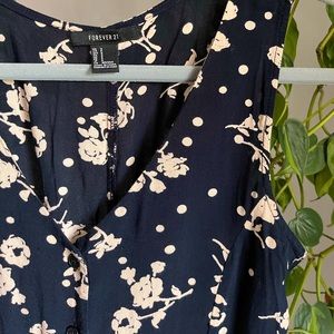 Cottage Floral Lace Up Romper